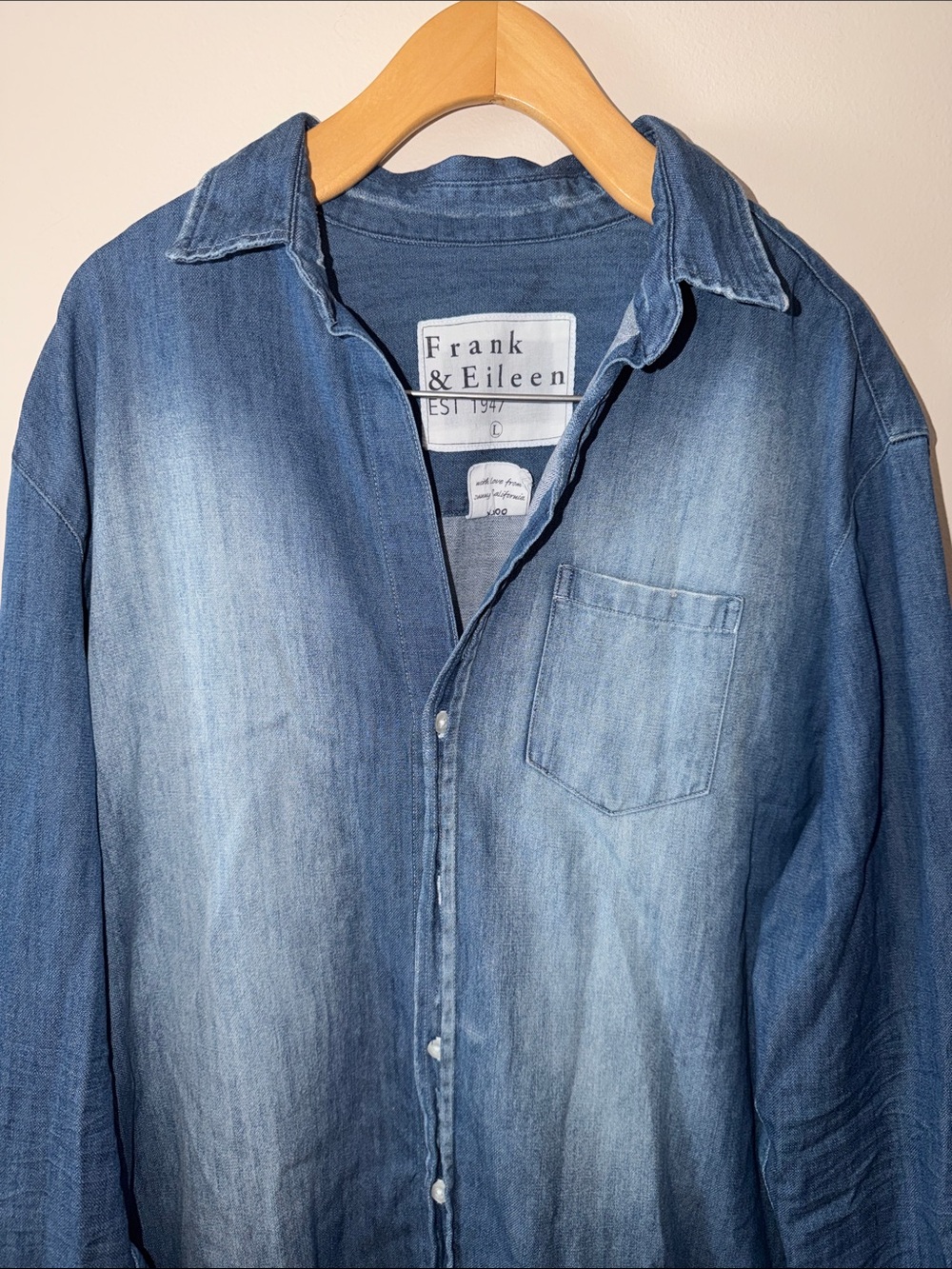 Frank & Eileen Mary Distressed Denim Dress in Vintage Wash Size L - Picture 3 of 6